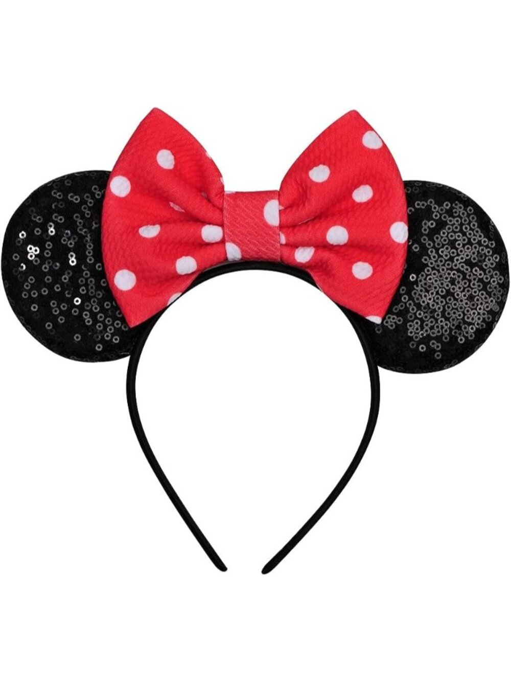 Women Pink Dots Sequin Handmade Mickey Mouse Headband 2 Pieces